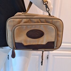 Bob Timberlake Classic Beige and Brown Canvas Leather Toiletry Bag
